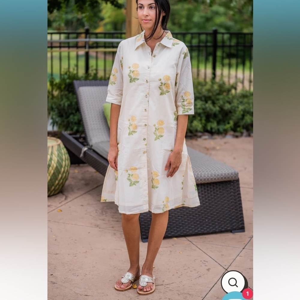 All In The Detail Brianna Floral shirt Dress Light yellow 33435 - Picture 12 of 12